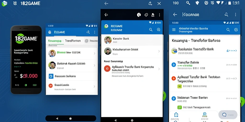 Antarmuka aplikasi 182GAME untuk transfer bank yang user-friendly.
