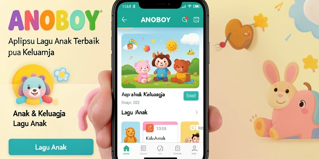 Antarmuka menarik ANOBOY yang memudahkan anak bernyanyi lagu anak.
