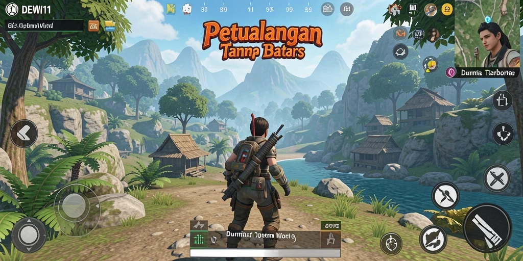 Tampilan antarmuka DEWI11 yang menawan dalam eksplorasi dunia terbuka.