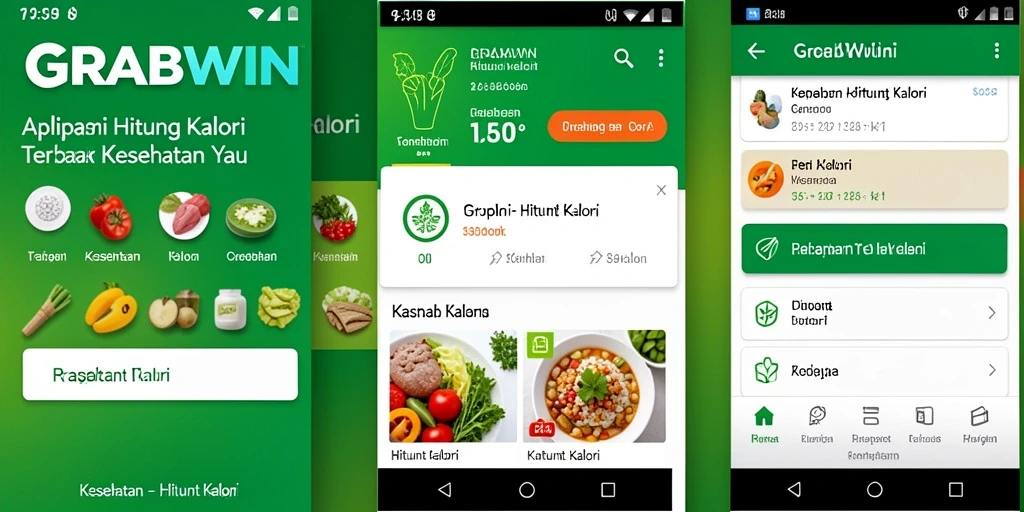Tampilan antarmuka pengguna GRABWIN yang intuitif untuk hitung kalori.