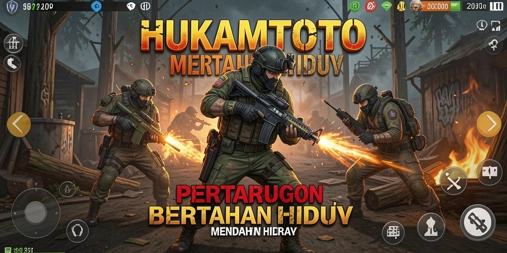 Antarmuka HUKUMTOTO dengan elemen bertahan hidup yang menarik.