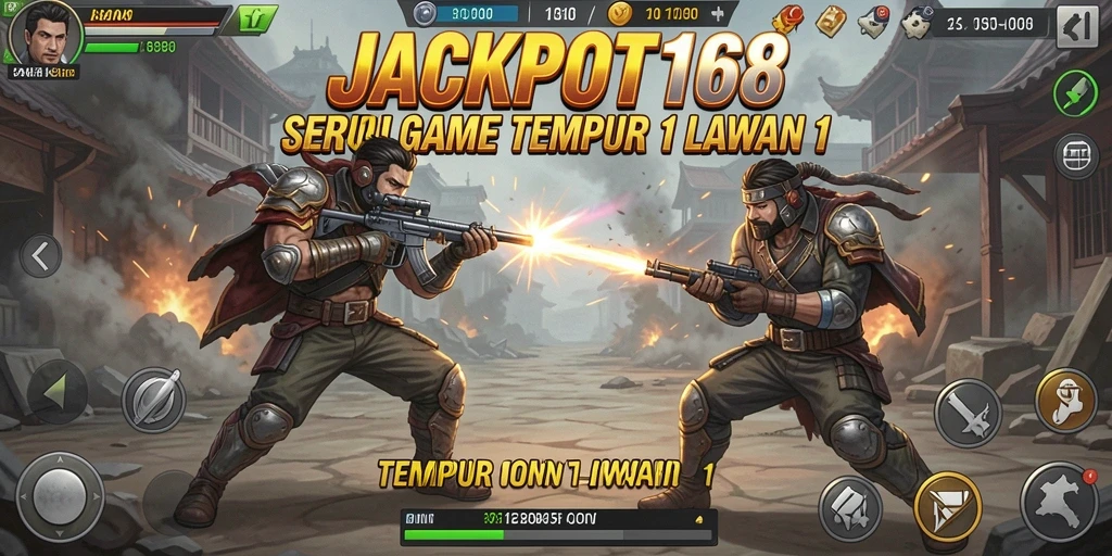 Tampilan antarmuka JACKPOT168 dalam mode Tempur 1 Lawan 1 yang intens.