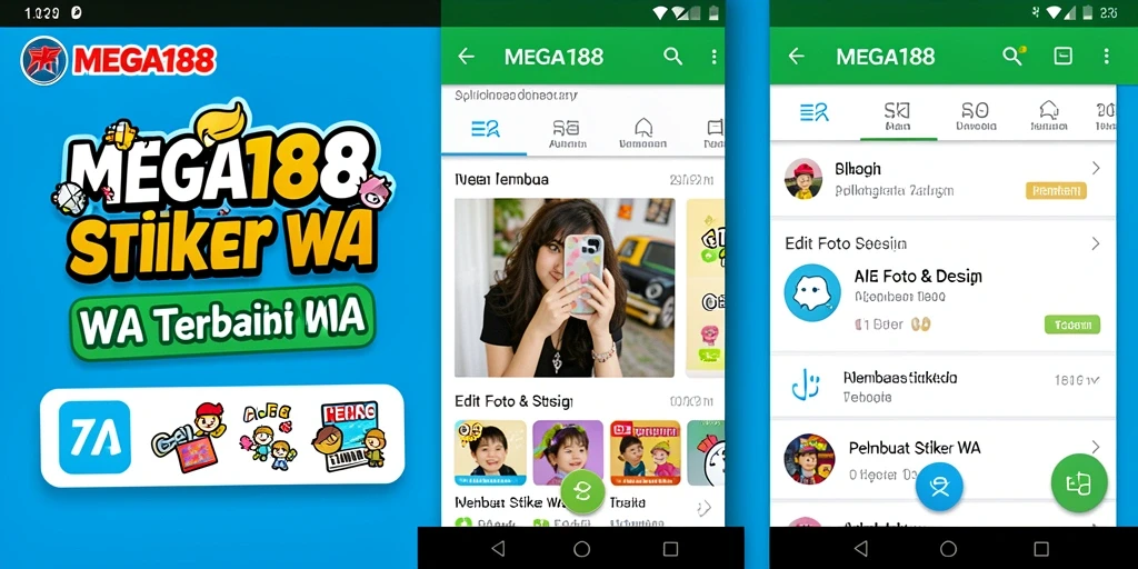 Tampilan antarmuka MEGA188 saat membuat stiker WhatsApp yang menarik.