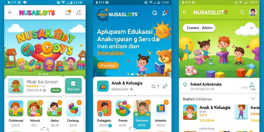 Antarmuka NUSASLOTS yang interaktif dan edukatif untuk anak-anak.