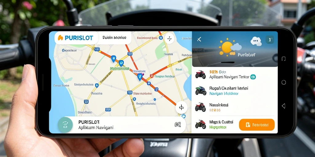 Tampilan antarmuka aplikasi PURISLOT untuk Navigasi Motor yang intuitif.