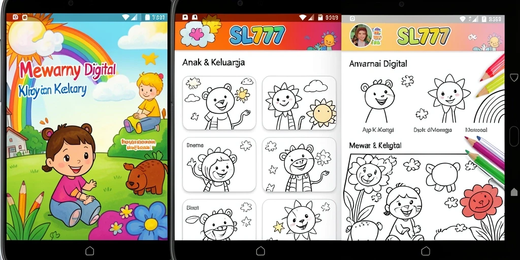 Tampilan antarmuka SL777 dengan berbagai pilihan gambar mewarnai.