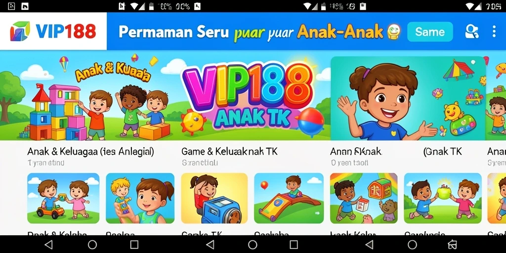 Antarmuka permainan <strong>VIP188</strong> yang colorful dan interaktif untuk anak-anak.