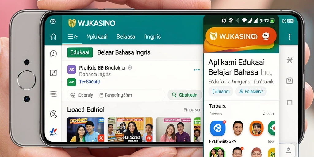 Antarmuka aplikasi WJKASINO untuk belajar Bahasa Inggris yang interaktif.